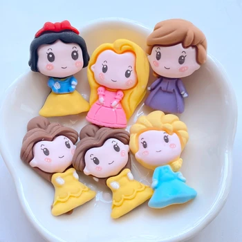 10 бр., нова сладка мини-мультяшная серия принцеси, украса от смола с фиксирана облегалка и кабошоном, аксесоари за коса