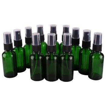 12шт 30 мл зелен стъклен кран с черен спрей малки мъгла бутилки за етерично масло празни козметични контейнери