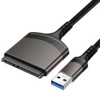 23 cm USB 3.0/Type C ДО SATA Адаптер 7 + 15/22-Пинов Компютърен Конектор С Алуминиев Корпус с Външен Конвертор 1 gbps за 2,5-Инчов SSD HDD