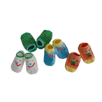 4 Чифта/лот, Детски чорапи от 1 до 8 години, Летните Забавни памучни чорапи-лодка С Смайликом, Дишащи Меш Нескользящие Къси чорапи За Момчета и момичета
