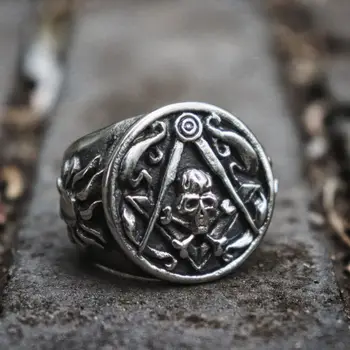 EYHIMD тежко масонское пръстен от неръждаема стомана, масонские кръстосани Кости, пръстени с печаткой под формата на черепа, мъжки байкерские украса