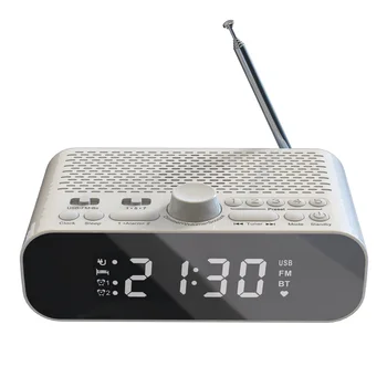 FM-радио часовник с поточно възпроизвеждане чрез Bluetooth с led дисплей Двоен будилник 1500 ма Hi-Fi говорител с ниско честотен говорител