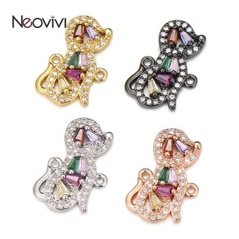 Neovivi Красиви медальони за кучета, окачване с микро-уплътнение от цирконий, перли във формата на животни, CZ мъниста за бижута, гривни, направи си сам, подарък за деца, Аксесоари на едро