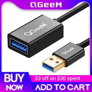 QGeeM USB удължителен кабел Кабел Суперскоростной USB 3.0 Кабел от мъжете за една жена 1 м 2 м 3 м Синхронизация на данни USB 2.0 удължителен кабел Кабел USB удължителен кабел