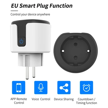 Smart Plug Wi-Fi Контакт с Таймер ЕС Адаптер с Гнездо на Hristo 16A/20A на Монитора Работи Поддръжка приложение Smart Life, Yandex Алиса Алекса