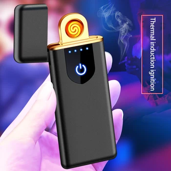 USB-запалка с термо сонда за зареждане, креативна метална ветрозащитная електронна индукционная запалка за пръстови отпечатъци