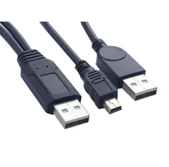 USB2.0 USB 2.0 double A Type 2A Мъжки към Mini 5-Пинов Штекерный Y-кабел 0,7 м на 70 см от 2 метра За 2,5 