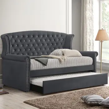 Velvet диван-легло от масивно дърво разтегателен диван сив Модерни мебели за дневна спалня