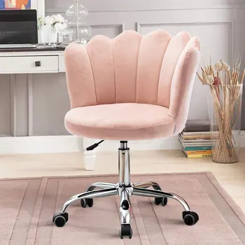 Velvet Отточна тръба на шарнирна връзка стол във формата на миди, Въртящи се на стол във формата на миди за хол / спални, Модерно кресло за отдих (Розов / Син /Зелен /Сив)