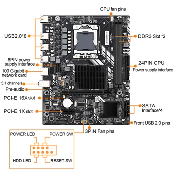 X58M 2.0 LGA1366 Процесор дънна Платка с Поддръжка на ECC памет DDR3 памет До 32 GB дънна Платка с PCI-E 16X Слота за графични карти на 100 М Мрежова карта