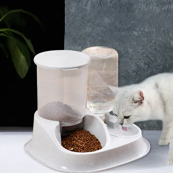 Автоматична ясла за котки с двойно предназначение голям капацитет, с дозатор на вода, креативна купа за храна за кучета, фонтан за питейна вода за кученца