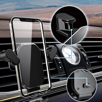 Автомобилен навигатор с фиксирани панела, гравитационный кола за телефон, вентилационна (противовакуумна) канална кука за монтиране за телефон с въртене на 360 градуса, държач за смартфон