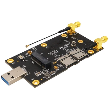 Адаптер NGFF M. 2 USB 3.0 M2 Key B Конвертор USB 3.0 Type A Странично Карта с два слота за Nano SIM карта за WWAN Модул LTE