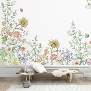 Акварел, ръчно рисувани малки цветя, стенни тапети с флорални модел PW200416002