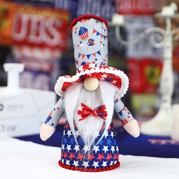 Американският национален ден Пятиконечный goblin Безлични кукла Украса Лейси кукла-джудже Q Коледна украса