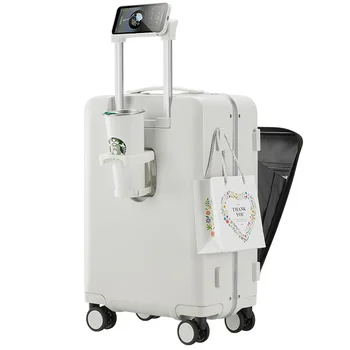 Багажа 18-инчов куфар с алуминиева рамка, многофункционален калъф за колички, универсално колело, калъф за носене с парола, търговия на едро