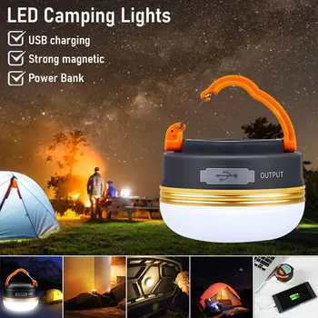 Външен led лампа за къмпинг, 3 режима, Преносима лампа за палатка, USB Акумулаторна батерия за преносим фенер, Водонепроницаемое аварийно осветление за барбекю, разходки и туризъм