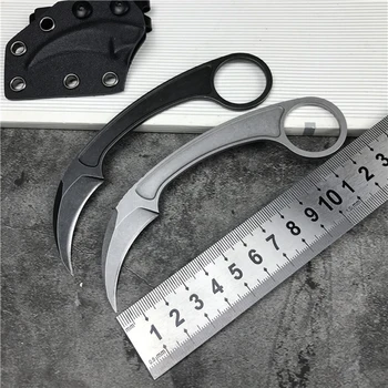 Директна доставка, нож-нокът с фиксирано острие, измит камък, стомана 440C, мини преносими туристически ножове за оцеляване с ножнами K