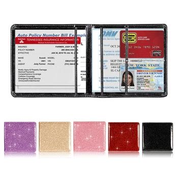 Държач за регистрация на автомобила и осигуровки, органайзер за съхранение на лична карта, опаковка за съхранение на шофьорска книжка от изкуствена кожа