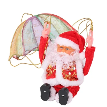 Електронен Плюшено парашут, кукла на Дядо Коледа, кувыркающийся Дядо Коледа, Електрическа музикална висулка за украса на Коледните кола