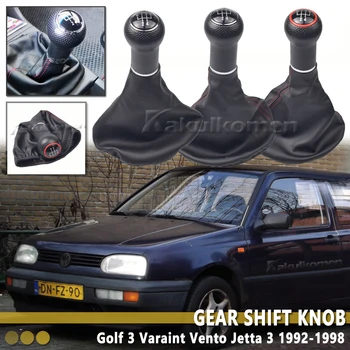 За VW Golf 3 Varaint Vento Jetta 3 1992-98 Автомобилен Стайлинг 5-Степенна Дръжка за Превключване на Предавките С Багажником От Изкуствена Кожа, Черна и Червена Линия