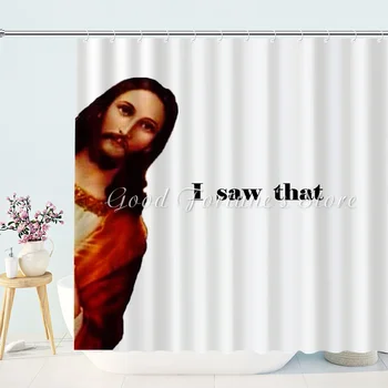 Забавна Уникална Завеса За Душ с Выглядывающим Исус