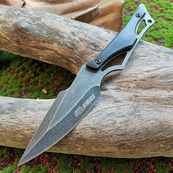 Изтънчен нож с фиксирано острие с дървена дръжка от Неръждаема стомана с висока твърдост 8CR18MOV|Инструмент за оцеляване в дивата природа с ножнами