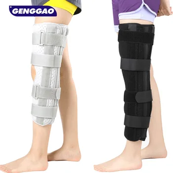 Имобилайзер за колянната става с 3 ламперия, Превръзка за пълна подкрепа на крака, Права коленная гума от алуминиева сплав - при фрактури на коляното, ACL, MCL, скъсване на менискуса