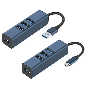 Кабелен интерфейс Type-C/USB-хъб Многопортовый адаптер 4-в-1 USB2.0 3.0 Хъб-сплитер Подкрепа за зареждане и пренос на данни
