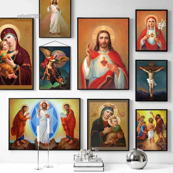 Католическата изкуството на Светата Майка Божия, Исус Христос, Свети Никола Платно, плакати, Стенни художествена картина за хола, домашен Декор