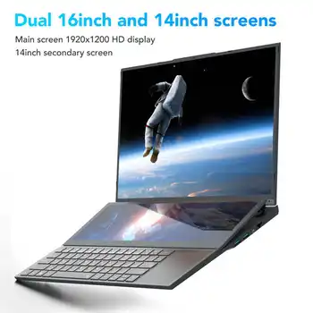 Лаптоп с двоен сензорен екран, 16 инча, 14 инча, двойни стени 1920x1200 8G 256G за Win11 за преносим лаптоп Core I7