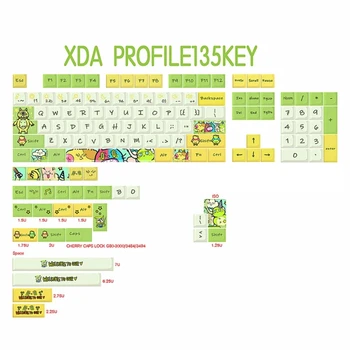 Магически ключове 135шт PBT по поръчка Сублимация на боя XDA Profile Keycaps за dz60