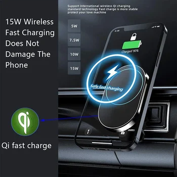 Магнитно безжично зарядно за кола AirVent Mount е Съвместимо с автомобилен притежател на телефон Magsafe iPhone 12 ProMax Mini с мощност 15 W за бързо зареждане