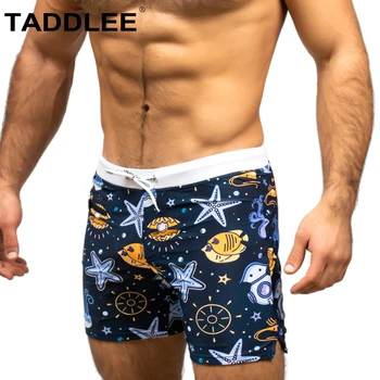 Марка Taddlee, мъжки бански костюми, плажни шорти, основни традиционни бански с висока засаждане, топене-боксерки с дълъг деколте, големи размери XXL