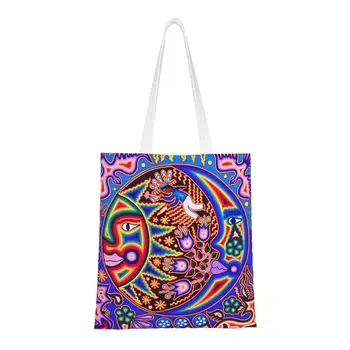 Мексиканска чанта Huichol Sun Moon, чанта за пазаруване, скъпа холщовая чанта за пазаруване с принтом, чанти през рамо, по-голямата голям здрава чанта