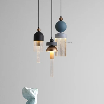 Модерен окачен светлини от кристално стъкло осветява луксозен скандинавски блясък led лампа за ресторант, полилеи за спалня, кухненски приспособления