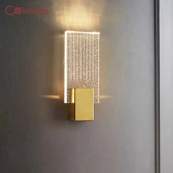 Модерни и Луксозни стенни лампи Прост модел от пузырькового кристал, на фона на хола, Остъклена стена, прикроватное осветление в коридора вили