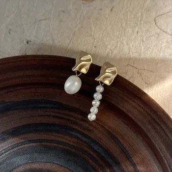 Необичаен дизайн, 18-каратная позлатен перлена капка, Обеци-на карамфил с сладководните перли, дамски бижута от неръждаема стомана, Обеци от жемчужными мъниста