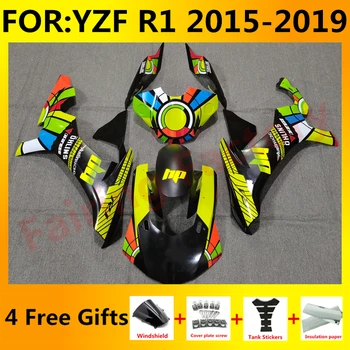 НОВА ABS Мотор, пълен Комплект обтекателей подходящ За YZF R1 2015 2016 2017 2018 2019 YFZ-R1 Каросерия Цели комплекти обтекателей жълт черен