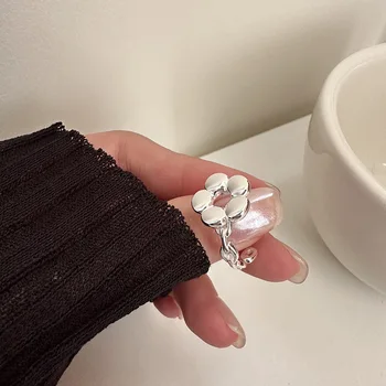 Нови красиви пръстени от истинско сребро 925 проба за жени, Подаръци, Елегантен пръстен с цвете, Дамски бижута от сребро 925 проба, Аксесоари 2023