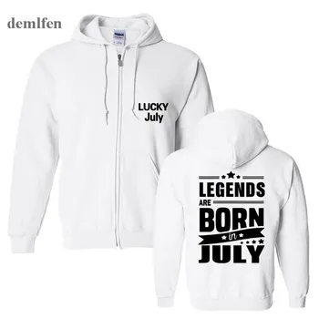 Нови мъжки блузи Легенди Are Born In July, Забавен подарък за рожден Ден, hoody с принтом за мъже, новост, памучен hoody с цип за момчета