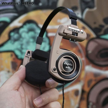 Нови Слушалки WhatPlus Retro Bluetooth 5.2-Втулки HIFI Безжична Сгъваема Слушалки С Микрофон за потискане на Шума и Регулатор на силата на звука