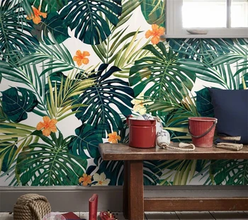 Потребителски тапети 3d papel de parede прясна минималистичная зелена ръчно рисувани листа на тропическите гори ТЕЛЕВИЗИЯ фон тапети 3d