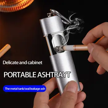 Преносим пепелник със закопчалка, метална подложка, задника за съхранение, мини-мобилна пепелник от неръждаема стомана, мъжки джобен размер притурка