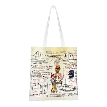Работа С Неоткрити Гений Пазарска Чанта На Жената На Рамото Платно Чанта Здрав Жан-Мишел Basquiats Изкуство Хранителни Стоки Купувач Чанти