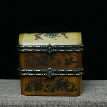 Рядка Малка уникална Реколта ковчег за бижута с дрънкулки от камилска кост