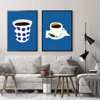 Син Фон чашата за Кафе, Плакат със захар, монтиран на стената арт принт в кухнята, платно, картина в скандинавски стил, декорация на дома, в Хола