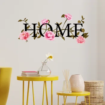 Стикер за стена с изображение на розови цветя, всекидневна, Стая за малки момичета, Начало декор, тапети, Интериор за спални, Самозалепващи творчески етикети