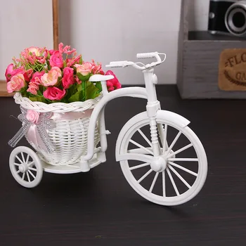 Триколки плетени изделия, велосипед от ратан, Ваза с букет, маргаритка, изкуствени цветя, Украса за дома, Цветя кошница, Цвете