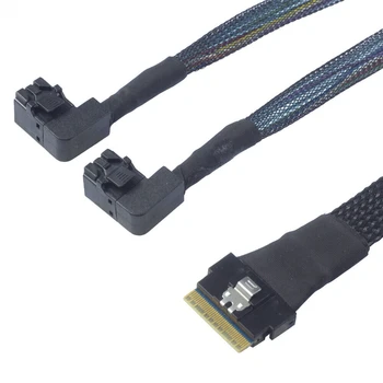Ултра-бързо предаване на данни кабел за Свързване на SAS Slim СФФ-8654 8и с десни завои от 4.0 до 2 пристанища